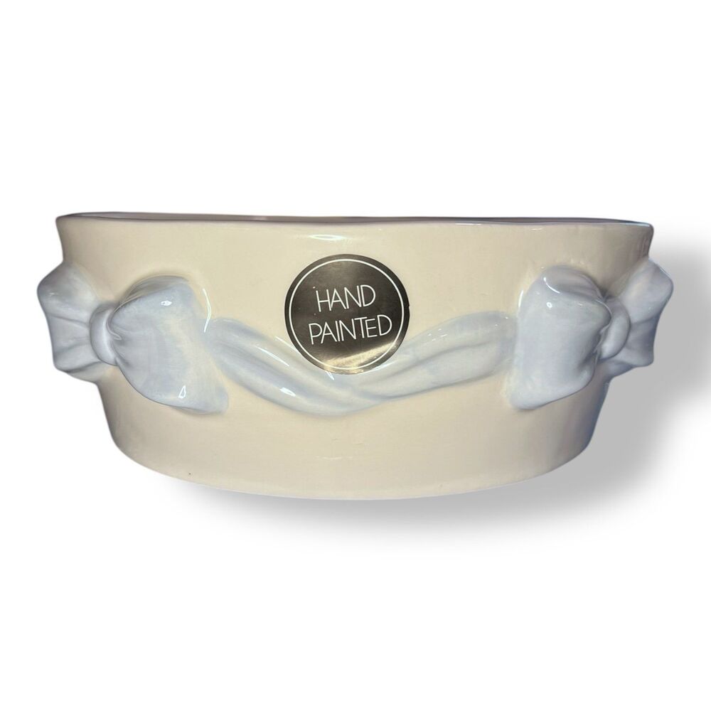 Blue Bow Coquette Ceramic Dog Bowl - Picture 3 of 8